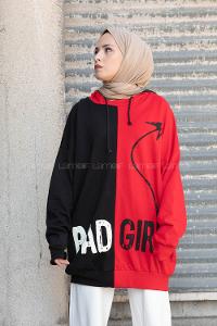 Modalamelif Bad Gırl Kapşonlu Sweatshirt Kırmızı