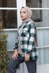 Modalamelif Çift Cepli Ekose Oduncu Gömlek Yeşil