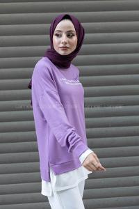 Modalamelif Etek Garnili Sweatshirt Lila
