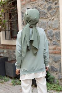 Modalamelif Etek Garnili Sweatshirt Mint Yeşili