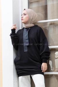 Modalamelif Kapşonlu Love Sweatshirt Siyah