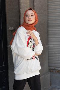 Modalamelif Ön Yüz Baskılı Sweatshirt Beyaz