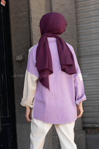 Modalamelif Önü Çıtçıt Düğmeli Garnili Kot Ceket Lila