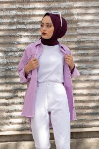 Modalamelif Önü Düğmeli Püsküllü Ceket Lila