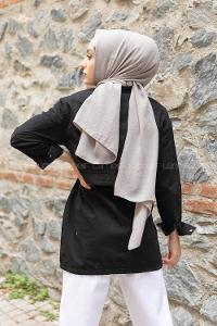 Modalamelif Önü Gizli Fermuarlı Yan Cepli Ceket Siyah