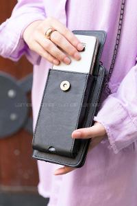 Modalamelif Zincir  Askılı Cüzdan Çanta Siyah