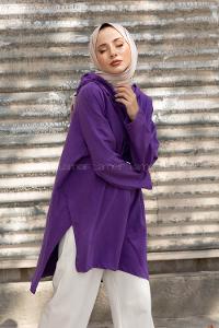 Modalamelif Asimetrik Salaş Sweatshirt Mor