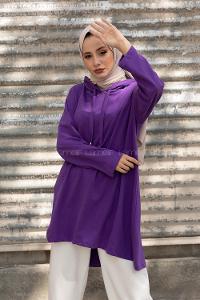 Modalamelif Asimetrik Salaş Sweatshirt Mor