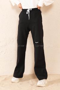 Modalamelif Bel Lastikli Dizi Angel Baskılı Eşofman Siyah