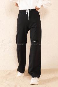 Modalamelif Bel Lastikli Dizi Angel Baskılı Eşofman Siyah