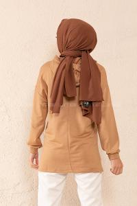 Modalamelif Brave Yazı Baskılı Sweatshirt Sütlü Kahve