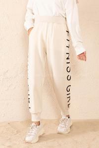 Modalamelif Yanı Yazı Baskılı Eşofman Krem