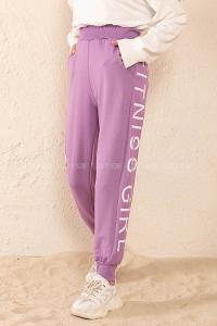 Modalamelif Yanı Yazı Baskılı Eşofman Lila