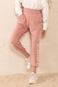 Modalamelif Yanı Yazı Baskılı Eşofman Pudra