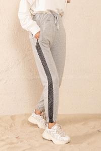 Modalamelif Yanları File Detaylı Eşofman Gri