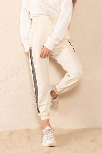 Modalamelif Yanları File Detaylı Eşofman Krem