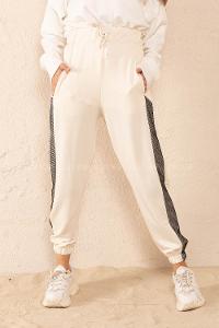 Modalamelif Yanları File Detaylı Eşofman Krem