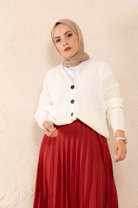 Modalamelif Düşük Kol Triko Hırka Ekru