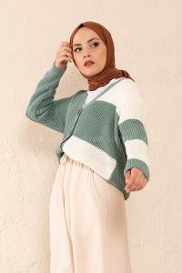 Modalamelif Parça Renkli Hırka Çağla