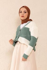 Modalamelif Parça Renkli Hırka Çağla