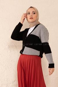 Modalamelif Parça Renkli Hırka Siyah