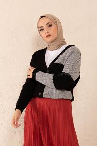 Modalamelif Parça Renkli Hırka Siyah