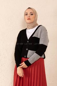 Modalamelif Parça Renkli Hırka Siyah