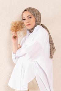 Modalamelif Asker Yeşili  Batik Desen Şal