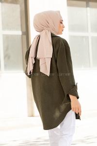 Modalamelif Çift Cepli Önü Düğmeli Ceket Haki