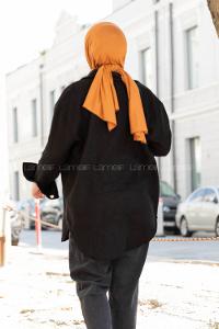 Modalamelif Çift Cepli Önü Düğmeli Ceket Siyah