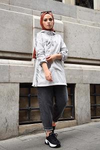 Modalamelif Garnili Yan Fermuarlı Trenç Gri