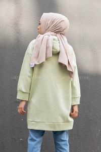 Modalamelif Kapşonlu Salaş Sweatshirt Çağla