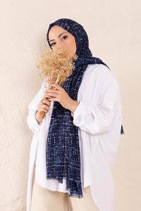 Modalamelif Lacivert Batik Desen Şal