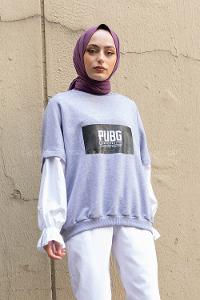 Modalamelif Garnili Balon Kol Sweatshirt Gri