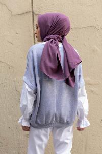 Modalamelif Garnili Balon Kol Sweatshirt Gri