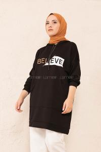 Modalamelif Belıeve Baskılı Tunik Siyah