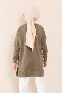 Modalamelif Craft Yazı Baskılı Sweatshirt Haki