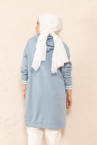 Modalamelif Greather Yazı Baskılı Sweat Tunik Açık Mavi