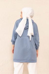 Modalamelif Önü Baskılı Tunik Açik Mavi