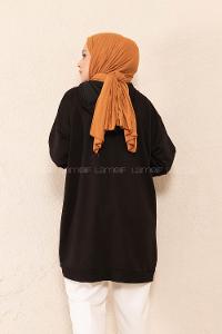 Modalamelif Önü Baskılı Tunik Siyah