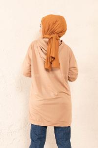 Modalamelif Önü Baskılı Tunik Sütlü Kahve