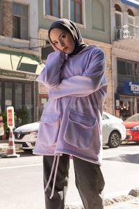 Modalamelif Körük Cepli Sweatshirt Lila