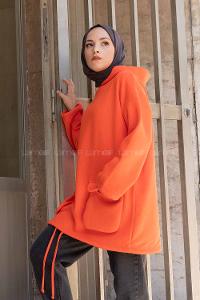 Modalamelif Körük Cepli Sweatshirt Oranj