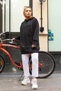 Modalamelif Scuba Uzun Sweatshirt Siyah