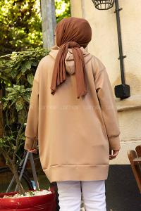 Modalamelif Scuba Uzun Sweatshirt Sütlü Kahve