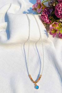 Modalamelif Beyaz Boncuk Nazar Detaylı Kolye