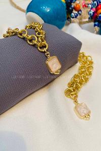 Modalamelif Gold Zincir Beyaz Detay Bileklik