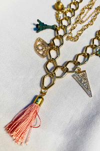 Modalamelif Püskül Detaylı Üçlü Zincir Kolye