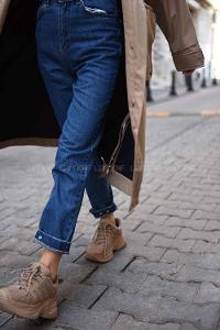 Modalamelif Bel Ve Paça Apoletli Jeam Kot Mavisi