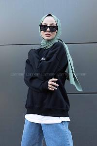 Modalamelif Bisiklet Yaka Monarchs Baskılı Sweatshirt Siyah